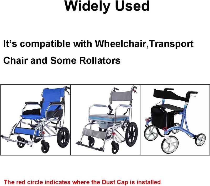 MEETOOT 4PCS 0.8x1.2in PVC Wheelchair Dust Caps, Universal Wheelchair Transport Chair Accessories - Image 5